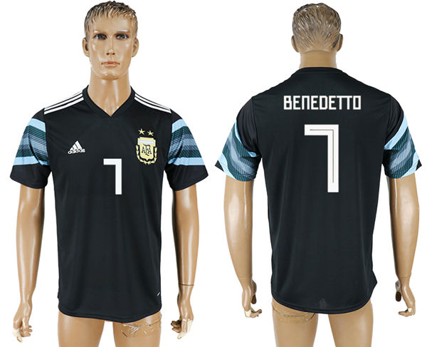 2018 World Cup Men Argentina #7 Benedetto Away Black Soccer Country Jersey 2018 World Cup Men Argentina #7 Benedetto Away Black Soccer Country Jersey