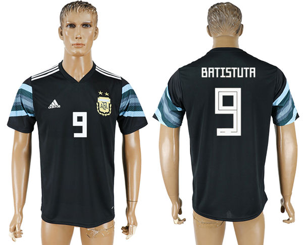 2018 World Cup Men Argentina #9 Batistuta Away Black Soccer Country Jersey 2018 World Cup Men Argentina #9 Batistuta Away Black Soccer Country Jersey