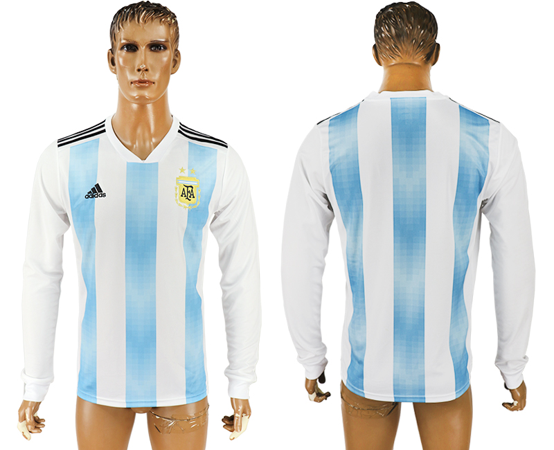 2018 World Cup Men Argentina Home Long Sleeves Soccer Country Jersey 2018 World Cup Men Argentina Home Long Sleeves Soccer Country Jersey
