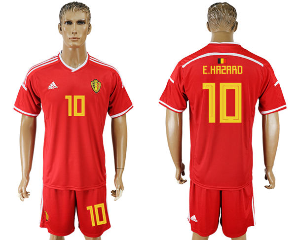 2018 World Cup Men Belgium #10 E.Hazard Deep Red Home Soccer Country Jersey