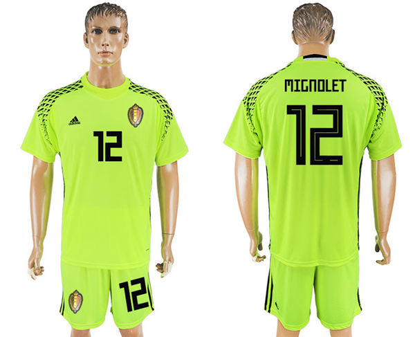 2018 World Cup Men Belgium #12 Mignolet Green Home Soccer Country Jersey