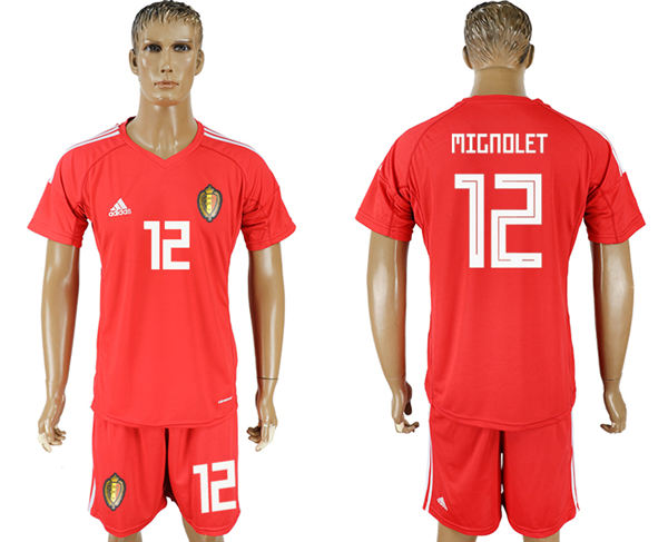 2018 World Cup Men Belgium #12 Mignolet Home Soccer Country Jersey