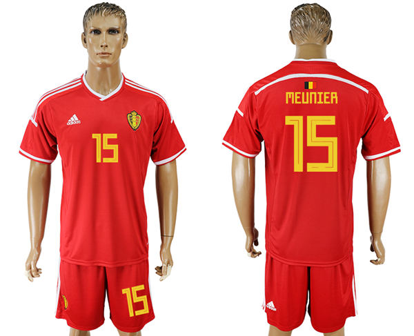 2018 World Cup Men Belgium #15 Meunier Deep Red Home Soccer Country Jersey