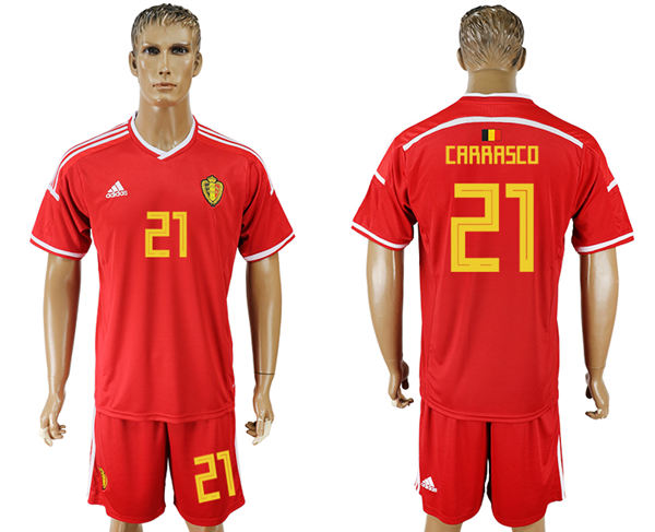2018 World Cup Men Belgium #21 Carrasco Deep Red Home Soccer Country Jersey