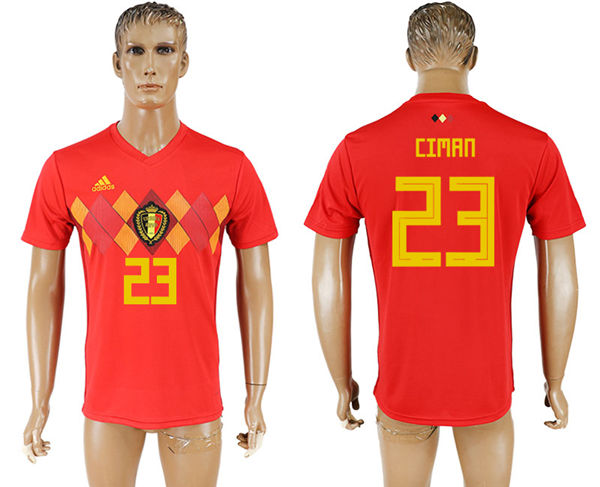 2018 World Cup Men Belgium #23 Ciman Red Home Soccer Country Jersey