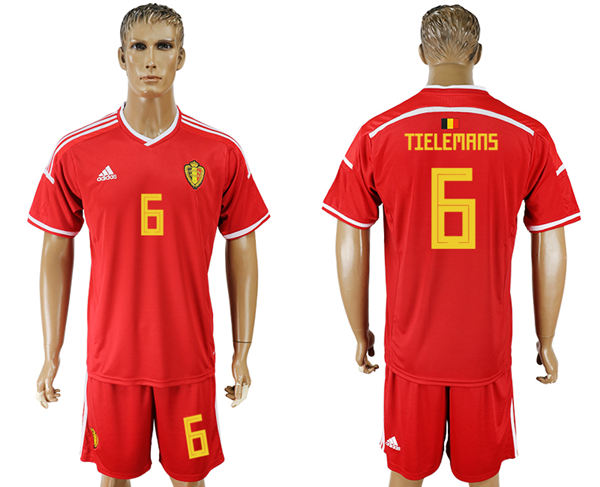 2018 World Cup Men Belgium #6 Tielemans Deep Red Home Soccer Country Jersey