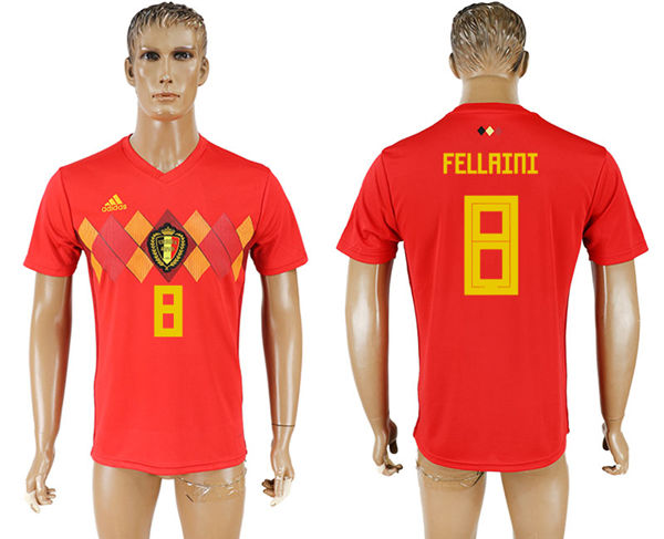 2018 World Cup Men Belgium #8 Fellaini Red Home Soccer Country Jersey