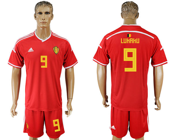 2018 World Cup Men Belgium #9 Lukrku Deep Red Home Soccer Country Jersey