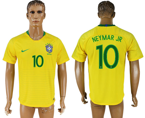 2018 World Cup Men Brazil #10 Neymar Jr Home Soccer Country Jersey