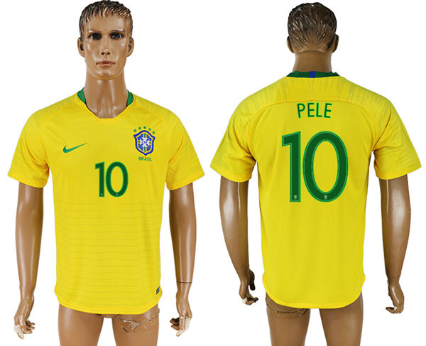2018 World Cup Men Brazil #10 Pele Home Soccer Country Jersey