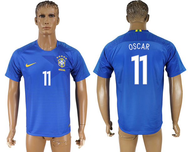 2018 World Cup Men Brazil #11 Oscar Home Blue Soccer Country Jersey