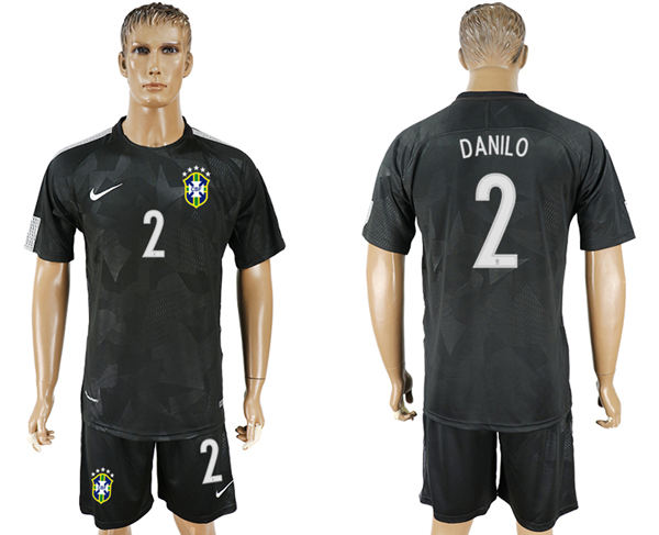 2018 World Cup Men Brazil #2 Danilo Home Soccer Country Jersey