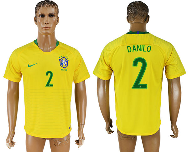 2018 World Cup Men Brazil #2 Danilo Home Soccer Country Jersey 2018 World Cup Men Brazil #2 Danilo Home Soccer Country Jersey