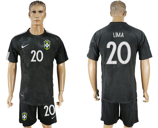 2018 World Cup Men Brazil #20 Lima Home Soccer Country Jersey