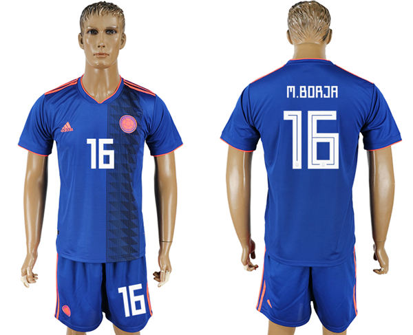 2018 World Cup Men Colombia #16 M.borja Home Blue Soccer Country Jersey