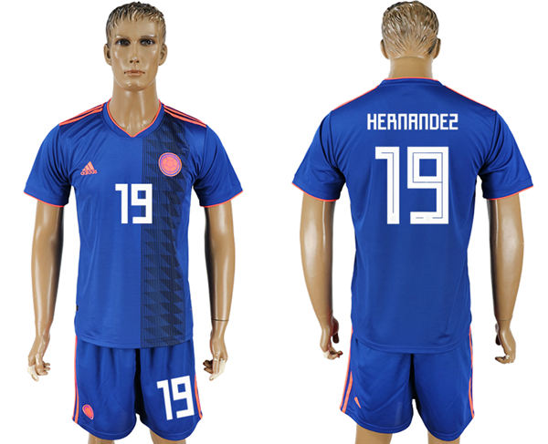 2018 World Cup Men Colombia #19 Hernandez Home Blue Soccer Country Jersey 2018 World Cup Men Colombia #19 Hernandez Home Blue Soccer Country Jersey