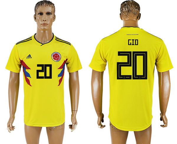 2018 World Cup Men Colombia #20 GIO Home Soccer Country Jersey 2018 World Cup Men Colombia #20 GIO Home Soccer Country Jersey