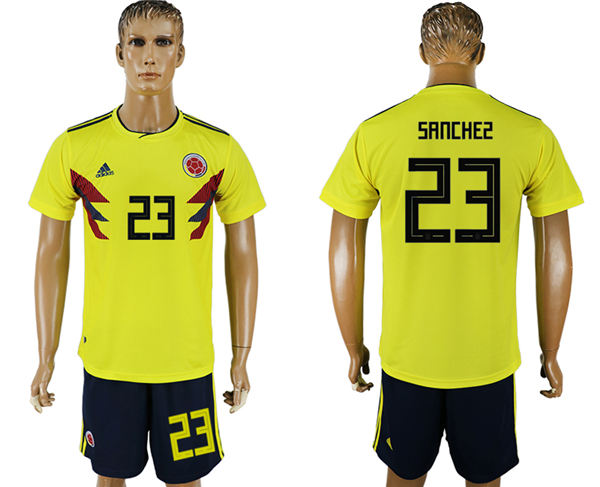 2018 World Cup Men Colombia #23 Sanchez Home Soccer Country Jersey 2018 World Cup Men Colombia #23 Sanchez Home Soccer Country Jersey