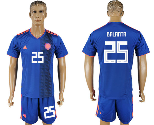 2018 World Cup Men Colombia #25 Balanta Home Blue Soccer Country Jersey