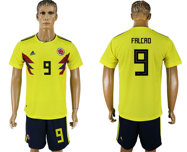 2018 World Cup Men Colombia #9 Falcao Home Soccer Country Jersey