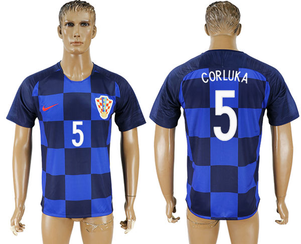 2018 World Cup Men Croatia #5 Corluka Away Soccer Country Jersey