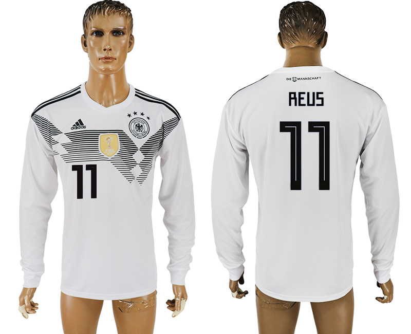 2018 World Cup Men Germany #11 Reus White Home Long Sleeves Soccer Country Jersey