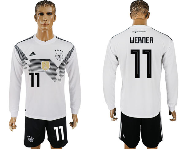 2018 World Cup Men Germany #11 Werner White Home Long Sleeves Soccer Country Jersey 2018 World Cup Men Germany #11 Werner White Home Long Sleeves Soccer Country Jersey