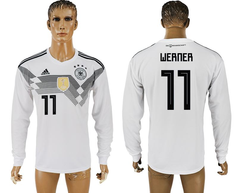 2018 World Cup Men Germany #11 Werner White Home Long Sleeves Soccer Country Jersey 2018 World Cup Men Germany #11 Werner White Home Long Sleeves Soccer Country Jersey