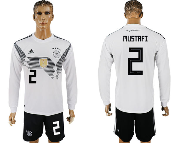 2018 World Cup Men Germany #2 Mustafi White Home Long Sleeves Soccer Country Jersey 2018 World Cup Men Germany #2 Mustafi White Home Long Sleeves Soccer Country Jersey