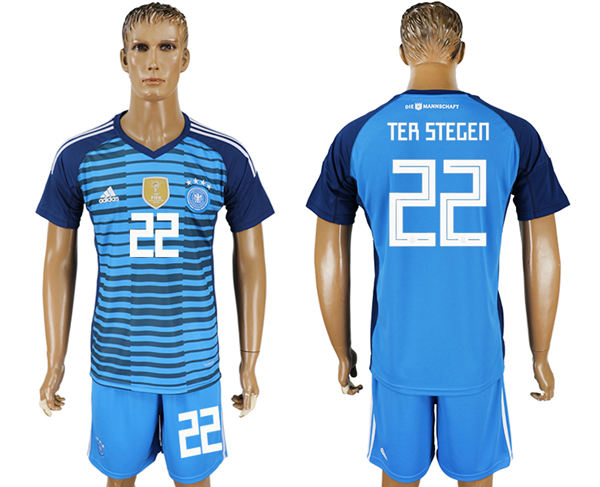 2018 World Cup Men Germany #22 Ter Stegen Blue Home Soccer Country Jersey