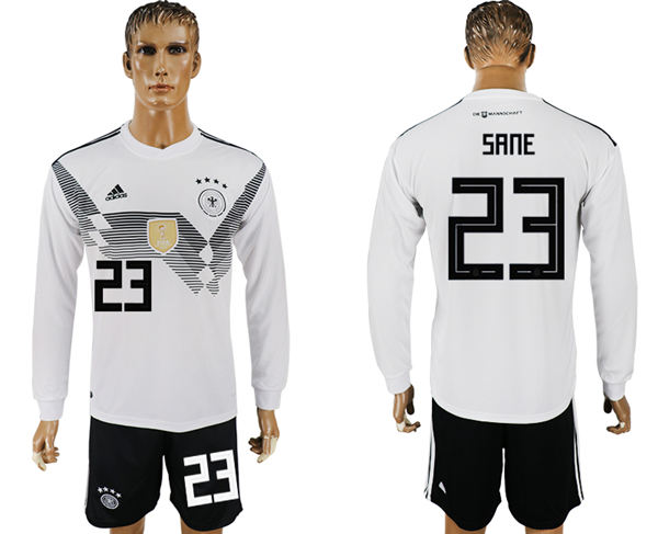 2018 World Cup Men Germany #23 Sane White Home Long Sleeves Soccer Country Jersey 2018 World Cup Men Germany #23 Sane White Home Long Sleeves Soccer Country Jersey