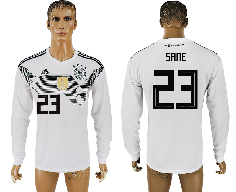2018 World Cup Men Germany #23 Sane White Home Long Sleeves Soccer Country Jersey