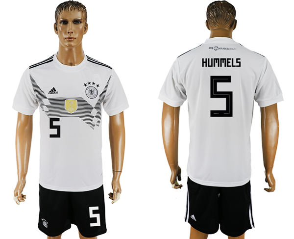 2018 World Cup Men Germany #5 Hummels White Home Soccer Country Jersey
