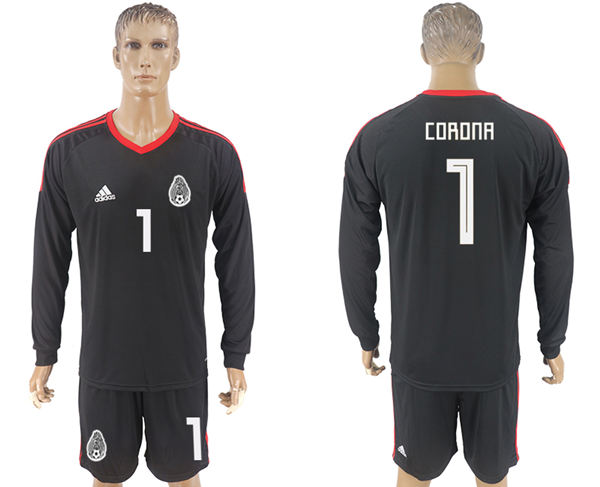 2018 World Cup Men Mexico #1 Corona Home Long Sleeves Black Soccer Country Jersey 2018 World Cup Men Mexico #1 Corona Home Long Sleeves Black Soccer Country Jersey