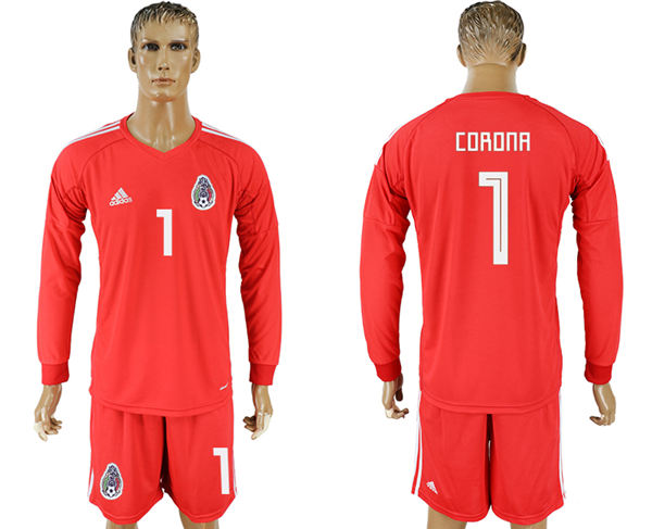 2018 World Cup Men Mexico #1 Corona Home Long Sleeves Red Soccer Country Jersey 2018 World Cup Men Mexico #1 Corona Home Long Sleeves Red Soccer Country Jersey