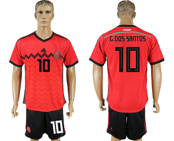 2018 World Cup Men Mexico #10 G.Dos Santos Home Soccer Country Jersey