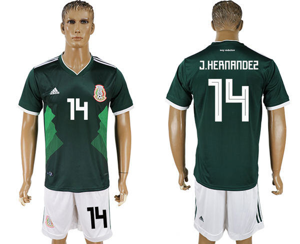 2018 World Cup Men Mexico #14 J.Hernandez Home Green Soccer Country Jersey 2018 World Cup Men Mexico #14 J.Hernandez Home Green Soccer Country Jersey