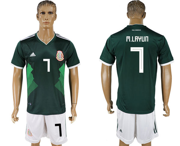 2018 World Cup Men Mexico #7 M.Layun Home Green Soccer Country Jersey 2018 World Cup Men Mexico #7 M.Layun Home Green Soccer Country Jersey