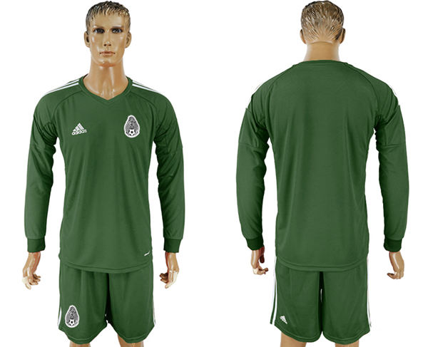 2018 World Cup Men Mexico Home Long Sleeves Dack Green Soccer Country Jersey