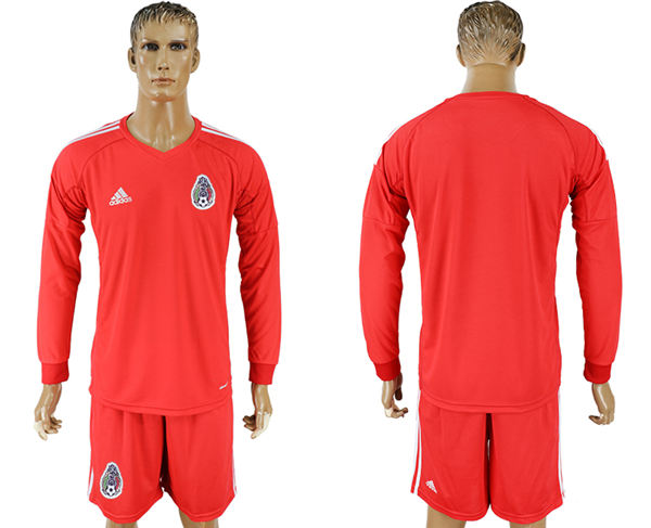 2018 World Cup Men Mexico Home Long Sleeves Red Soccer Country Jersey