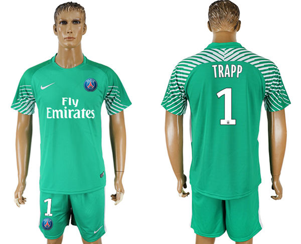 2018 World Cup Men Paris Saint-Germain #1 Trapp Away Green Soccer Club Jersey 2018 World Cup Men Paris Saint-Germain #1 Trapp Away Green Soccer Club Jersey