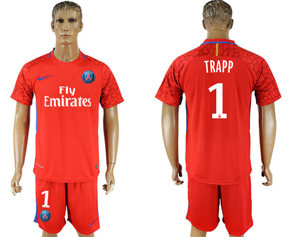 2018 World Cup Men Paris Saint-Germain #1 Trapp Away Red Soccer Club Jersey 2018 World Cup Men Paris Saint-Germain #1 Trapp Away Red Soccer Club Jersey