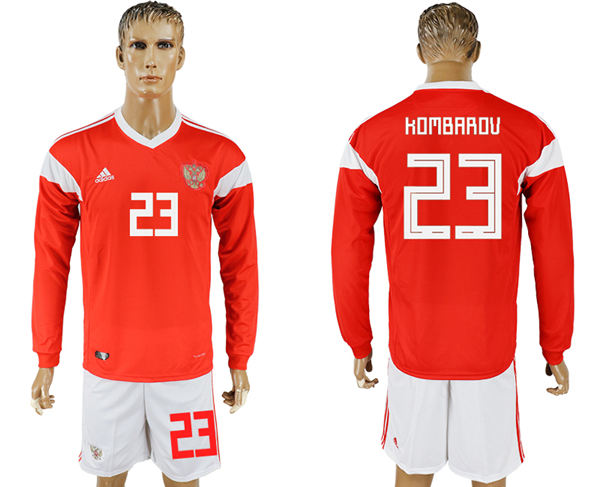 2018 World Cup Men Russia #23 Kombarov Red Home Long Sleeves Soccer Country Jersey 2018 World Cup Men Russia #23 Kombarov Red Home Long Sleeves Soccer Country Jersey