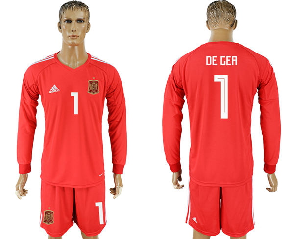 2018 World Cup Men Spain #1 De Gea Home Long Sleeves Soccer Country Jersey 2018 World Cup Men Spain #1 De Gea Home Long Sleeves Soccer Country Jersey