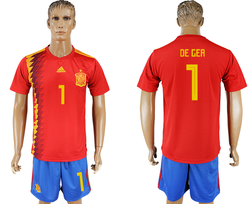 2018 World Cup Men Spain #1 De Ger Red Home Soccer Country Jersey 2018 World Cup Men Spain #1 De Ger Red Home Soccer Country Jersey