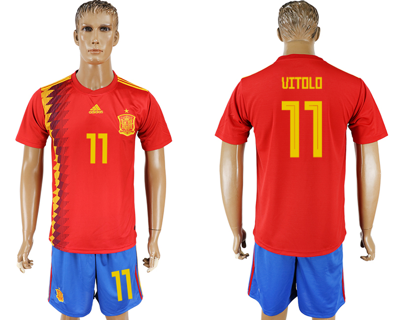 2018 World Cup Men Spain #11 Vitolo Red Home Soccer Country Jersey 2018 World Cup Men Spain #11 Vitolo Red Home Soccer Country Jersey