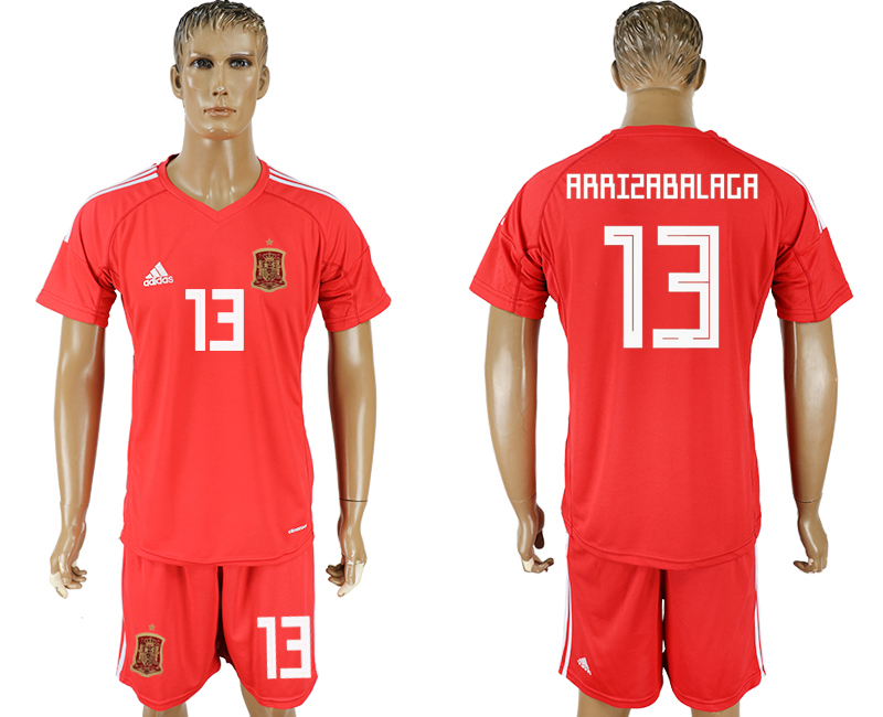 2018 World Cup Men Spain #13 Arrizrbalagr Home Soccer Country Jersey