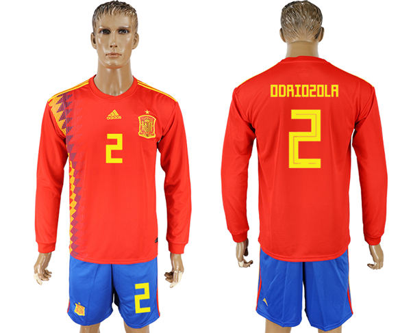 2018 World Cup Men Spain #2 Odriozola Red Home Long Sleeves Soccer Country Jersey 2018 World Cup Men Spain #2 Odriozola Red Home Long Sleeves Soccer Country Jersey
