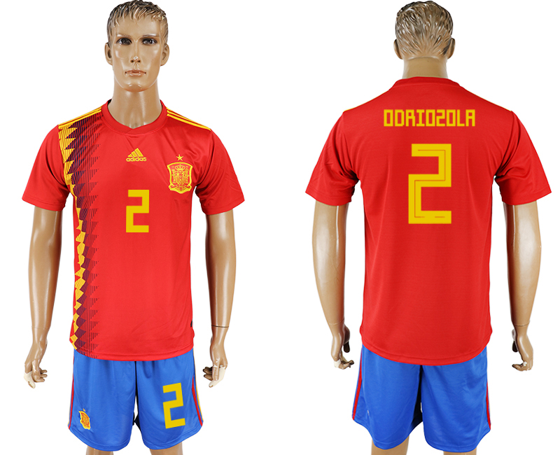 2018 World Cup Men Spain #2 Odriozola Red Home Soccer Country Jersey