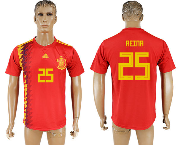 2018 World Cup Men Spain #25 Reina Red Home Soccer Country Jersey